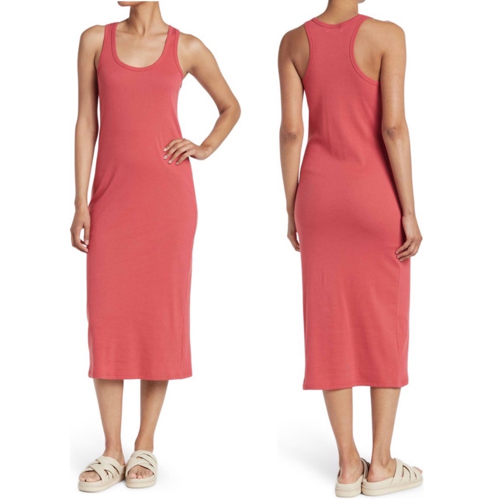 Coral caribe XL BNWT scoop neck racer back rob knit tank midi dress
